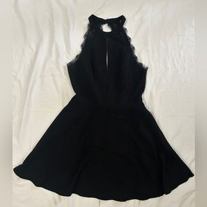 X By NBD Black Halterneck Lace Back Detail Mini Dress Size M